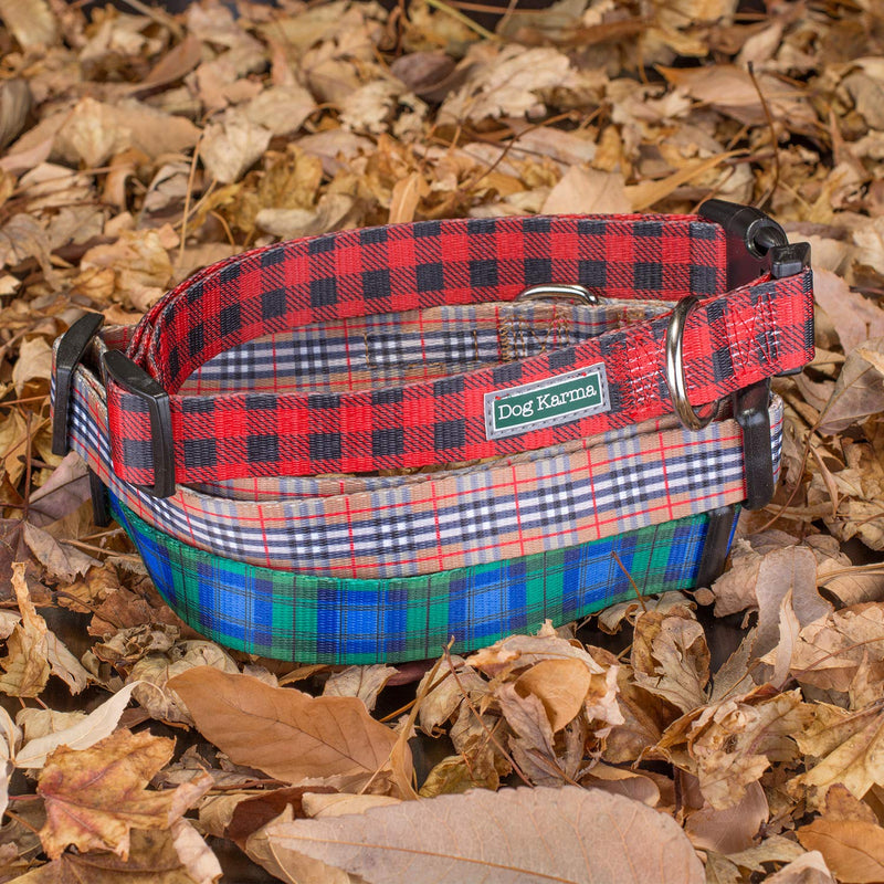 [Australia] - Red Black Lumberjack Plaid Dog Collar Small 