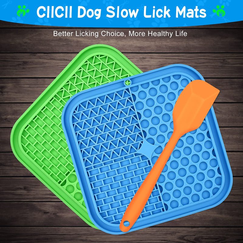 Lick Mat for Dogs/ Cats, CIICII 3Pcs Dog Slow Feeder Licking Mat with Suction Cup (Green Dog Lick Mat + Blue Cat Lick Mat + Orange Spatula) for Dog Treats & Cat Food (Anti-Slip, Food Grade Silicone) Classic Dog Lick Mat - PawsPlanet Australia