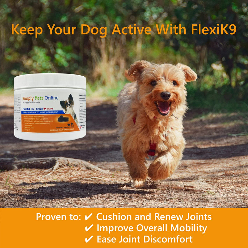 FlexiK9 Dog Joint Supplement - Created By Vets - Extra Glucosamine, Turmeric - Cold Pressed - 120 Chews - PawsPlanet Australia