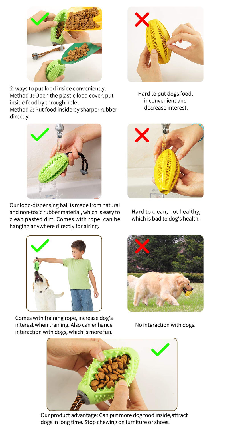 [Australia] - USWT Dog Treat Toy Food Dispensing Training Ball,Tooth Cleaning Chew Toy for Small Medium Dogs IQ Interactive Puppy Depressing Toys,Pet Bad Breath Cleaning Toy Green 