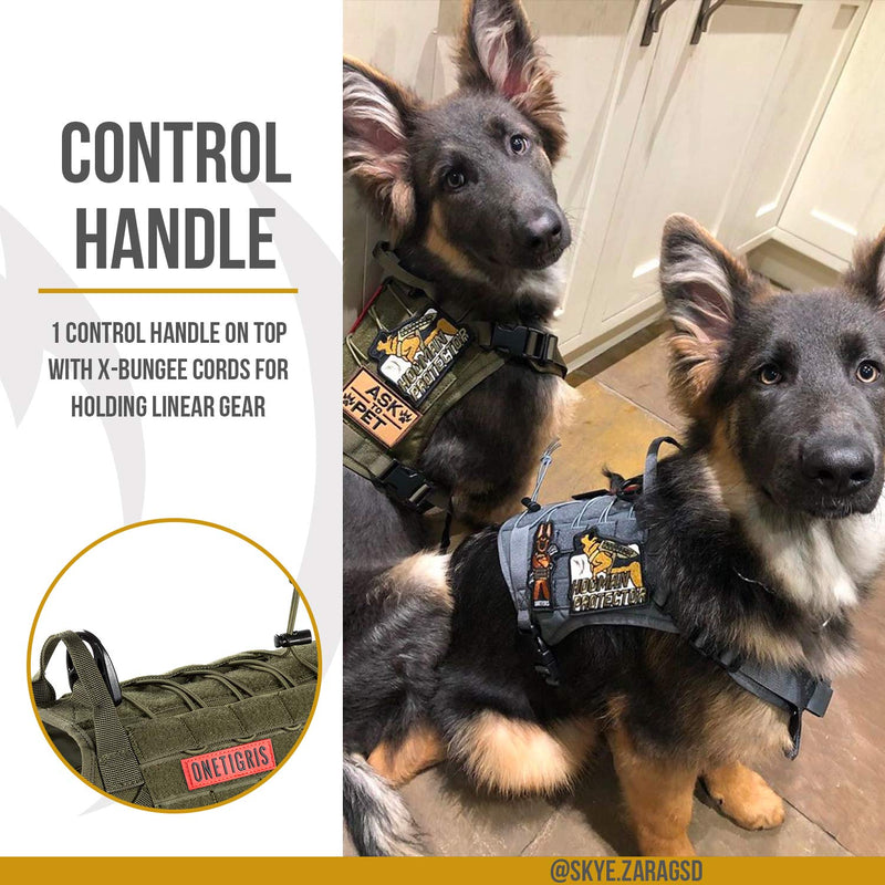 [Australia] - OneTigris Tactical Dog Harness Vest with Handle, Military Working Dog Vest No-Pull Adjustable Training Harness with Leash Clips for Walking Hiking Hunting L: 18"-31" (Neck); 22"-42" (Chest); Grey 