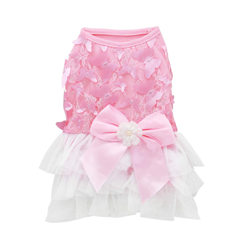 Dog Dress, Pet Dog Tutu Skirt Cloth Summer, Bow Lace Birthday Dress for Doggie Cat Girl Apparel Outfit (Red, XS:Chest Girth 23cm,back Length:16cm) Red - PawsPlanet Australia