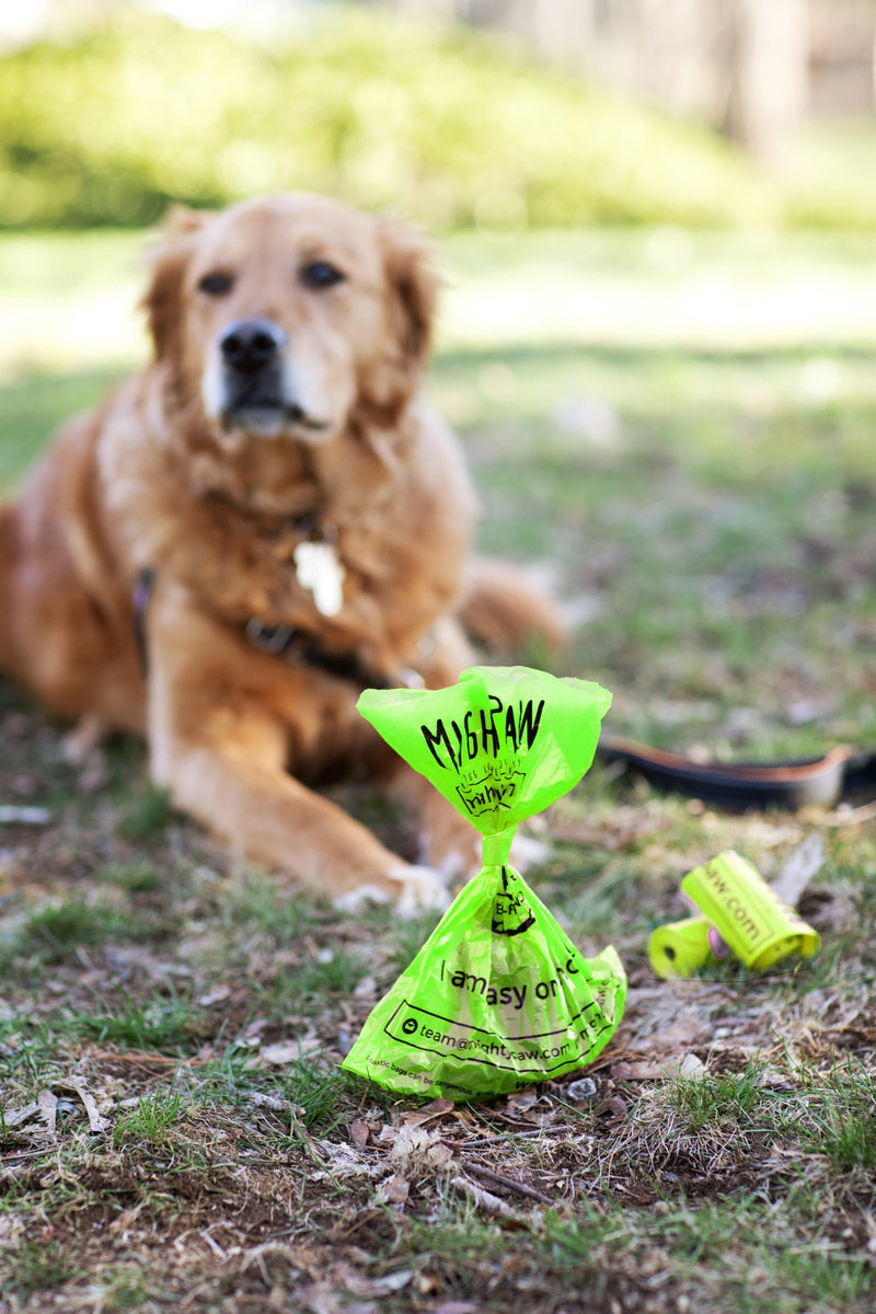 [Australia] - Mighty Paw Eco-Friendly Poop Bags, Lavender-Scented Dog Waste Pick-up Bags, Extra-Thick (0.6 mil) Doggie Bags, Large Bags 9" x 13" for Pets, Bags are Earth Friendly Biodegradable 8 Rolls Green 