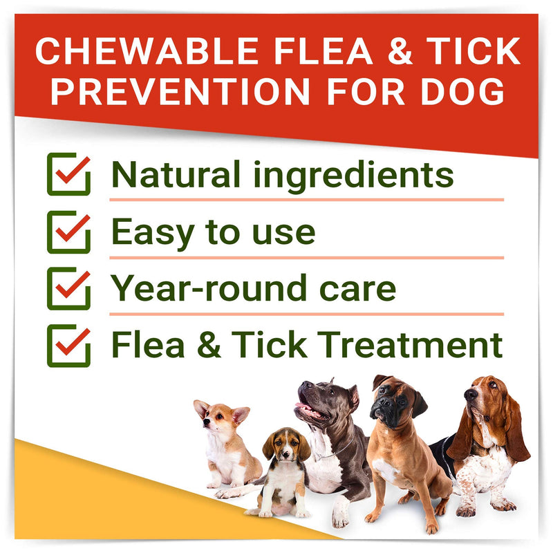 Chewable Flea and Tick Treats for Dogs - Made in USA - Flea and Tick Chews - Bacon Flavor - PawsPlanet Australia