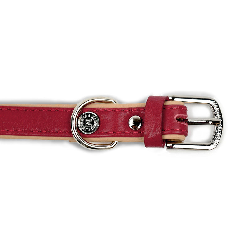[Australia] - MARTHA STEWART Leather Bow Tie Buckle Collar for Dogs Red Size 16 