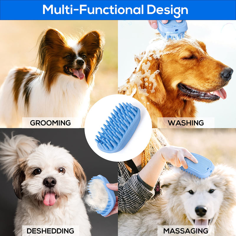 Dog Bath Brush,Rubber Dog Shampoo Grooming Brush, Silicone Dog Shower Wash Curry Brush, Pet Scrubber for Short Long Haired Dogs Cats Massage Comb, Soft Shedding Bathing Brush Removes Loose & Shed Fur - PawsPlanet Australia