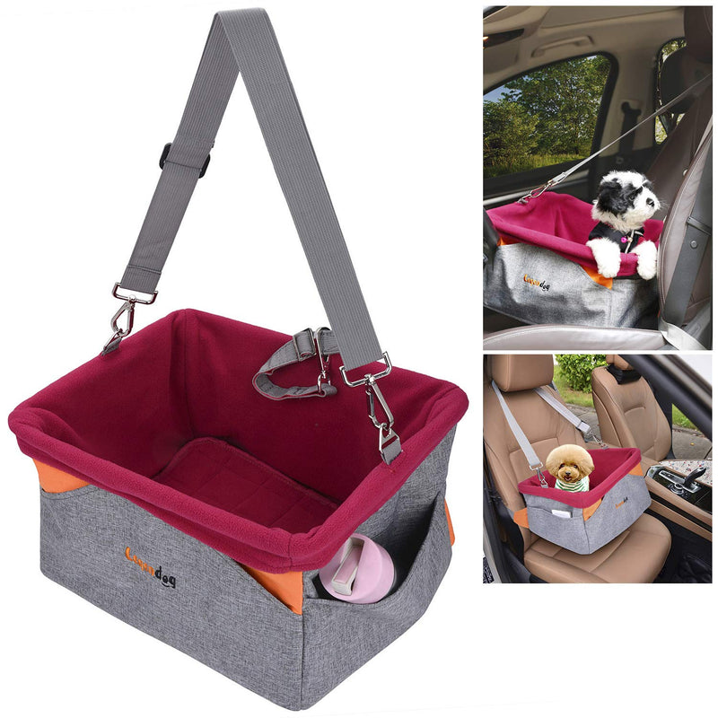 Legendog Dog Car Seat, Waterproof Breathable Pet Dog Cat Car Booster Seat Deluxe Portable Travel Car Carrier Bag for Small Dogs Puppies Gray - PawsPlanet Australia