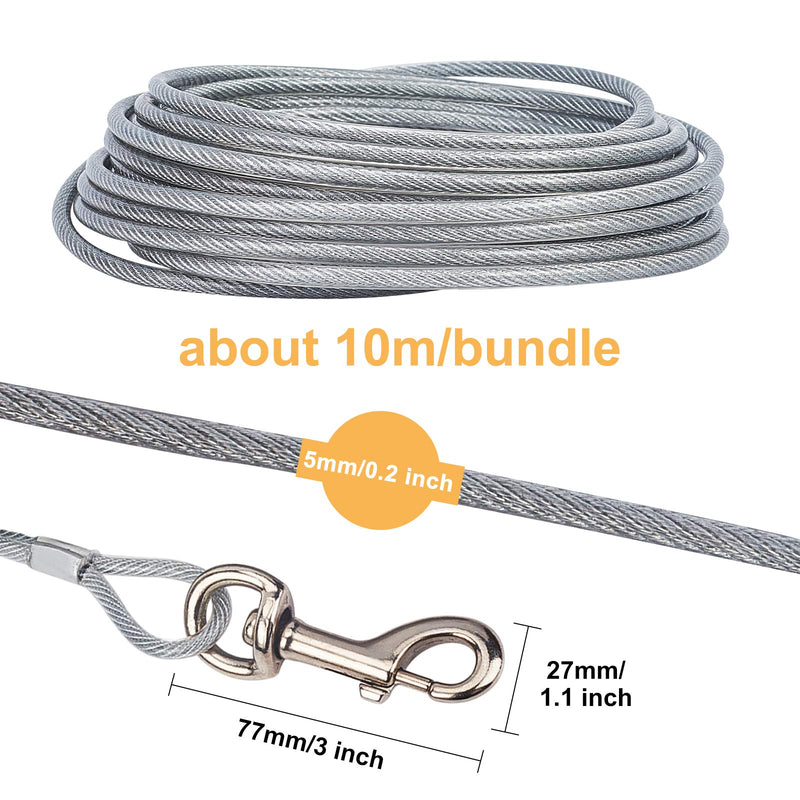 AHANDMAKER Cable Tie Out for Dogs, 32 Feet Tie Out Cable Dog Leash Dog Training Lead Steel Wire Rope, Great for Yard, Camping, and Outdoors(Silver) - PawsPlanet Australia