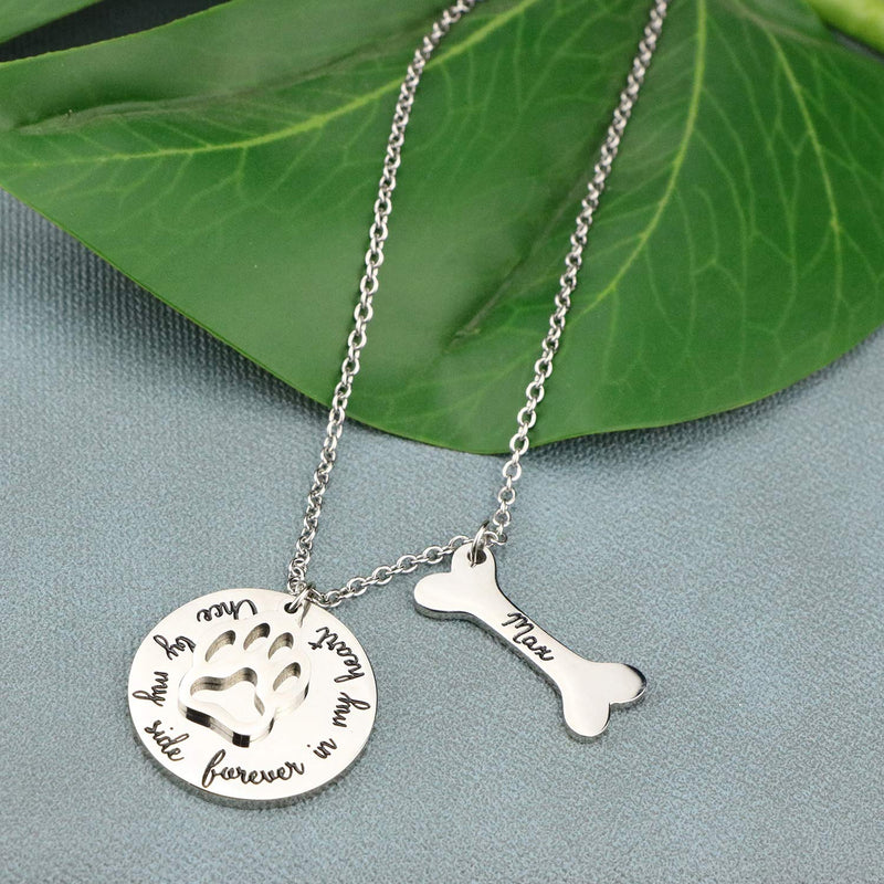 MEMGIFT Personalized Dog Loss Gift Personalized Memorial in Memory of Pets Jewelry with Dog Paw Bone Name Abbey - PawsPlanet Australia