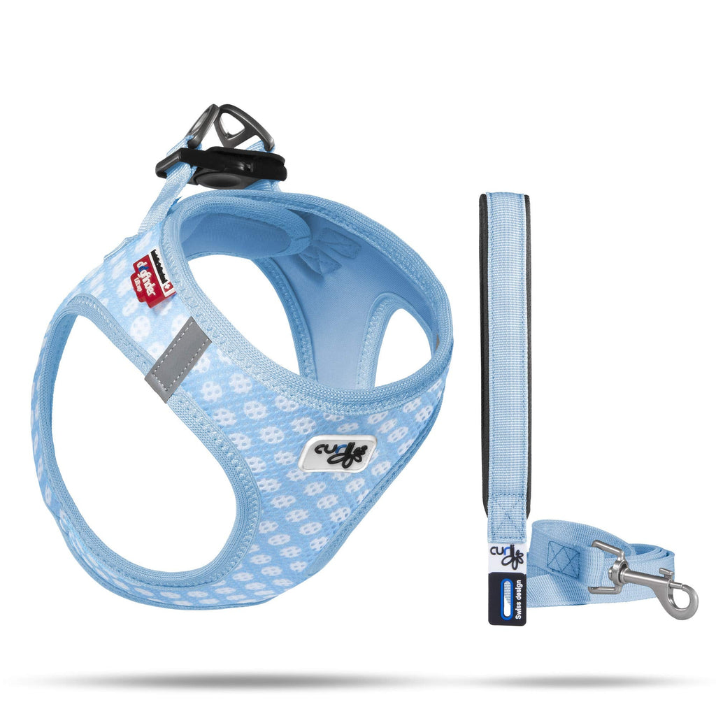 Vest Harness Air-Mesh Skyblue-Circles 3XS & Leash M - PawsPlanet Australia