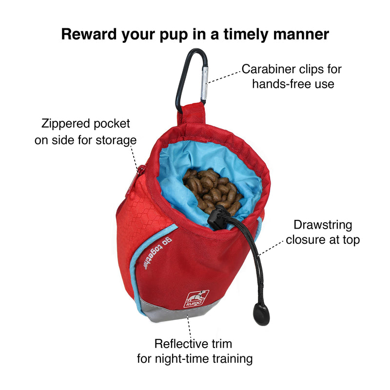 Kurgo Go Stuff It Treat Bag, Hands-Free Training Dog Treat Pouch, Includes Belt Clip and Carabiner, Machine Washable, Coastal Blue - PawsPlanet Australia