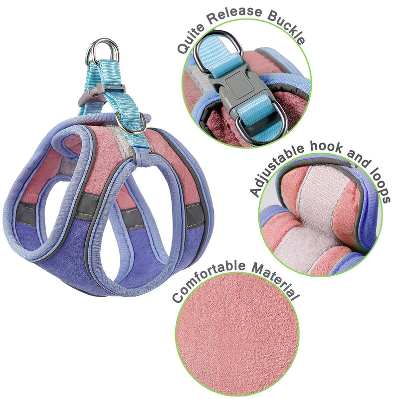 JSXD Cat Harness,Leash and Collar Set,Escape Proof Kitten Vest Harness for Walking,Easy Control Night Safe Pet Harness with Reflective Strap and Bell for Small Large Kitten,Fit for Puppy,Rabbit L:Neck 11.0-12.6"|Chest 14.2-15.7" * Fit Puppy Blue/Pink - PawsPlanet Australia