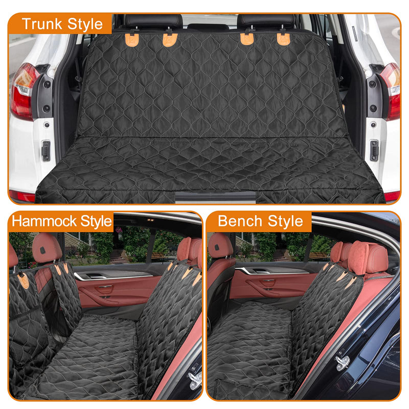 MIXJOY Dog Car Seat Cover for Back Seat, Non-Slip Car Seat Covers for Dogs with Mesh Window, Waterproof Pet Car Seat Covers with Storage Pocket, Scratchproof Dog Seat Cover Hammock with Safety Belt Orange with Mesh Window - PawsPlanet Australia