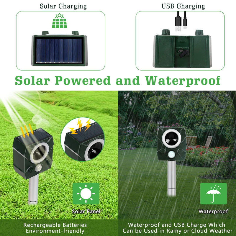 Winload Ultrasonic Cat Repellent, Sonic Animal Repeller, Solar Powered Animal Deterrent with PIR Motion Sensor, Waterproof Battery Operated Cat Scarer for Garden Yard Field Farm, 5 Mode Adjustable - PawsPlanet Australia