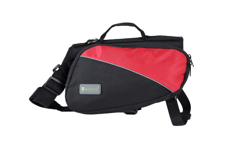 [Australia] - Wellver Dog Backpack Saddle Bag Travel Packs for Hiking Walking Camping Medium Red+Black 