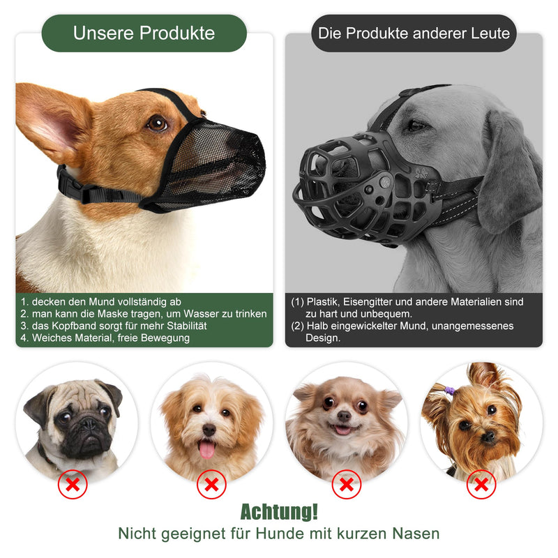 Lollanda muzzle for dogs, muzzle dog with adjustable mesh, muzzles for dogs, breathable mesh muzzle dog for preventing biting, chewing and barking (S) S - PawsPlanet Australia