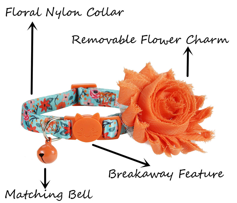 BoomBone Girl Cat Collar with Removable Flower and Bell, Breakaway Floral Kitten Collar - PawsPlanet Australia