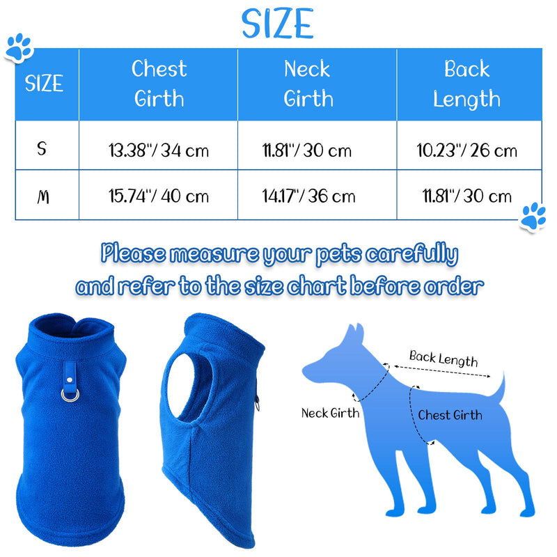 [Australia] - Syhood 4 Pieces Dog Fleece Vest with Leash Ring Pullover Comfortable Dog Jacket Warm Dog Winter Sweater Vest for Indoor and Outdoor Use S 