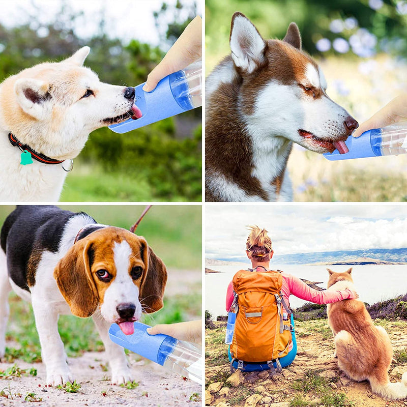 Dog Water Bottle, Leak Proof Portable Puppy Water Dispenser with Drinking Feeder for Pets Outdoor Walking, Hiking, Travel, Food Grade Plastic (15 Oz) Blue - PawsPlanet Australia