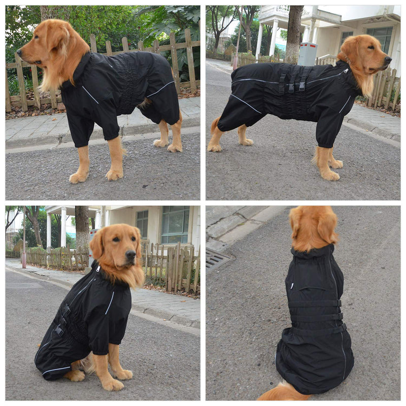 [Australia] - Lovelonglong Dogs Waterproof Jacket, Lightweight Waterproof Jacket Reflective Safety Dog Raincoat Windproof Snow-Proof Dog Vest for Small Medium Large Dogs 5XL (-100lbs) Black 