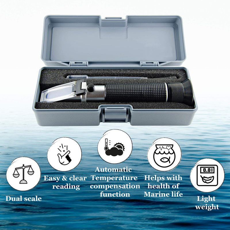 JOR Refractometer, Dual-Range Scale Device to Measure Salinity and Specific Gravity of Saltwater Aquarium and Reef Tank, Provides Accurate Reading, No Batteries Required, 1 Set per Piece - PawsPlanet Australia