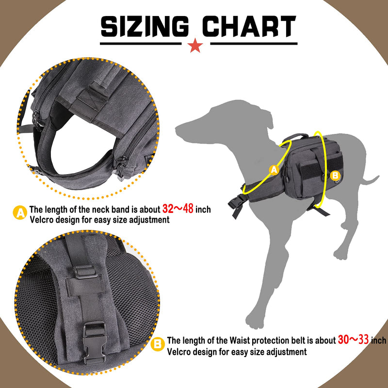 Himal Outdoors Dog Backpack, Dog Hiking Backpack, Hound Saddle Bag for Medium & Large Dog with Side Pockets & Adjustable Strap Black - PawsPlanet Australia