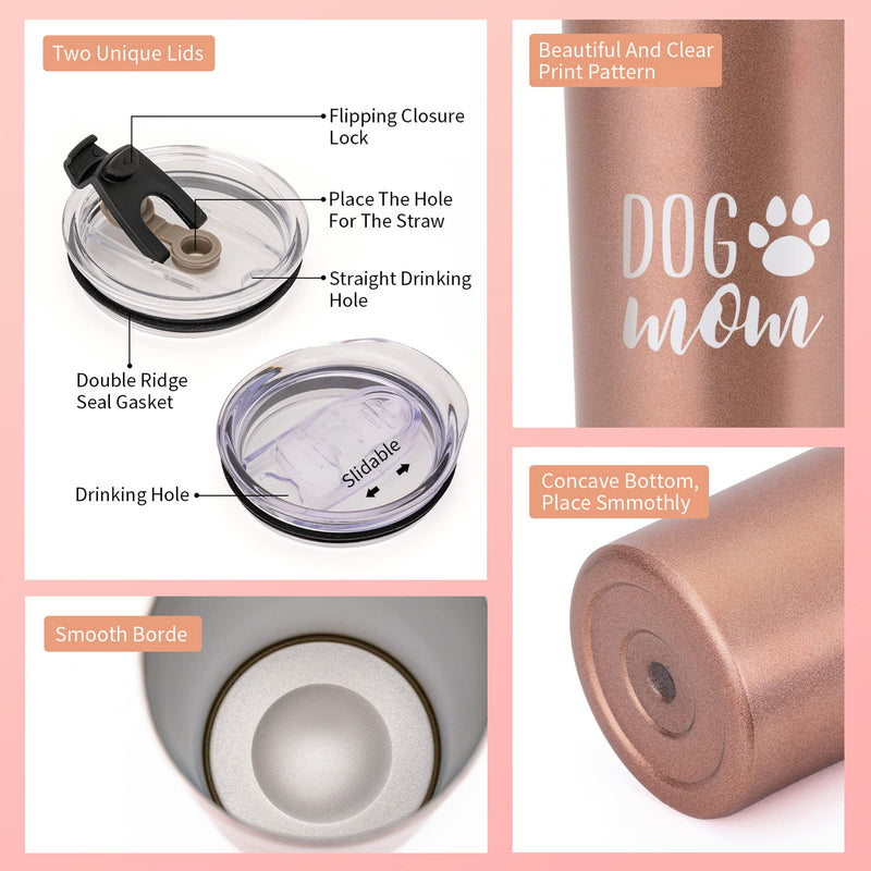 Dog Mom Gift Mug for Women, Dog Mom Gift Mug for Mother's Day, Birthday, Travel Mug for Dog Lovers, 20 Oz Double-Walled Tumbler Drinking Cup, Camping Mug with Straw and Lid Dog Mom - PawsPlanet Australia