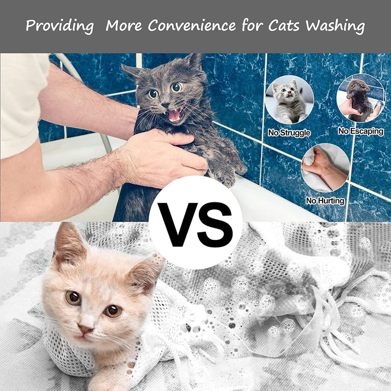 Cat Grooming Bag, Cat Shower Net Bag, 6PCS Cat Bathing Bag Kit, Includes Cat Shower Net Bag Bath Grooming Bag Pet Nail Clipper Kitten Nail File Cat Finger Toothbrush for Pet Cat Bathing - PawsPlanet Australia