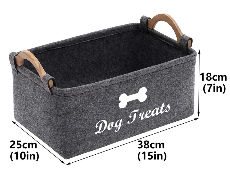 Small Felt pet food box and dog treat storage basket, 38(L) x25(W) x18(H) cm - perfect for organizing dog food and treats for Home Décor - Gray - PawsPlanet Australia
