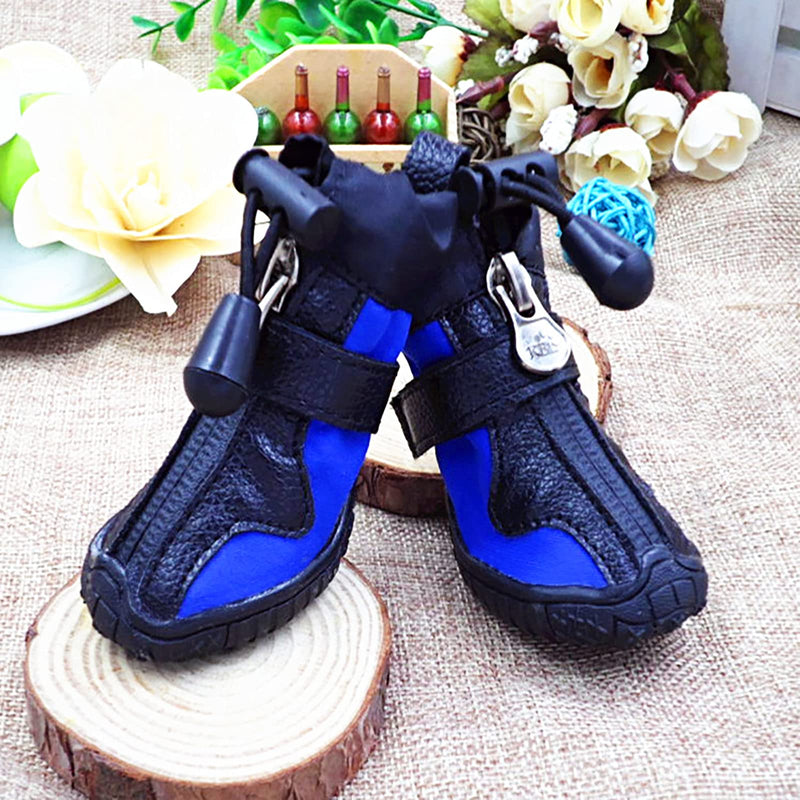 GKYZBB Blue Dog Booties Waterproof and Non-Slip Dog Boots & paw Protectors,with Zipper and Elastic Band not Easy to Fall Off,Dog Shoes Suitable for Medium and Small Dogs 3 - PawsPlanet Australia