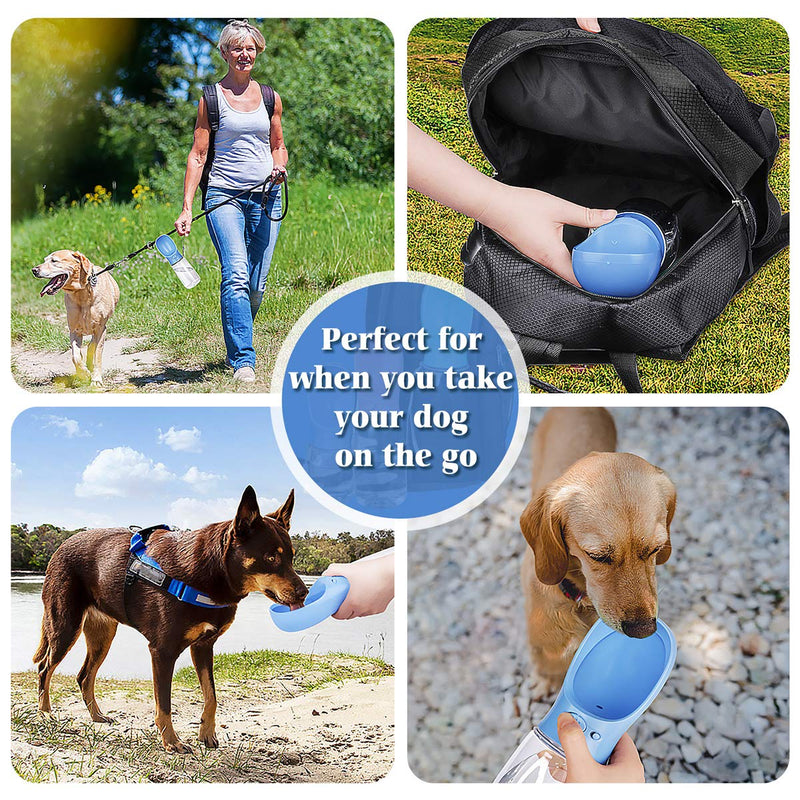 Yicostar Dog Water Bottle, 12OZ-19OZ Portable Pet Water Bottle for Walking Leak Proof Puppy Dog Water Dispenser for Outdoor, Travel, Hiking Blue - PawsPlanet Australia