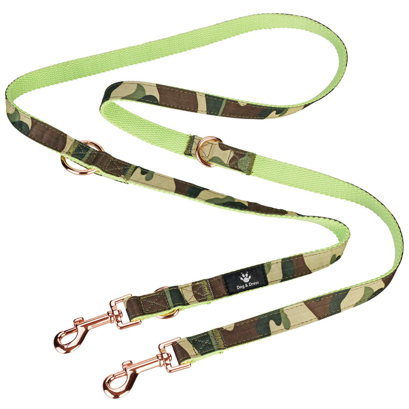 Dog Collar and Lead Set, Camouflage, Rose Gold, Adjustable, Dog Lead 2m, 3 Rings, Carabiner, Large Dogs and Small Dogs, Nylon, Gift Dog M/L 40-63 cm - PawsPlanet Australia