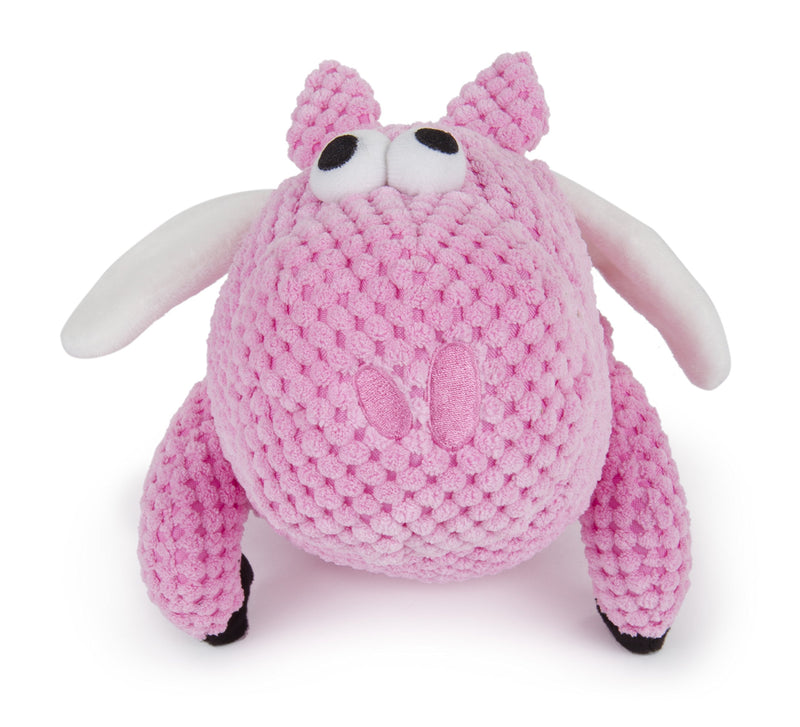 goDog Checkers Flying Pig with Chew Guard Technology, Plush Squeaker Dog Toy, Large, Pink - PawsPlanet Australia