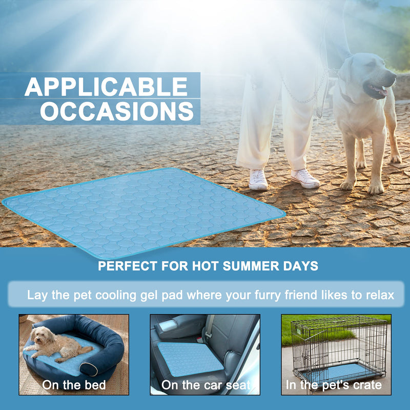 GeerDuo Pet Self Cooling Mat-Dog Cooling Mat Summer Pet Cooling Pads, Ice Silk Cooling Mat for Dogs & Cats, Portable & Washable Pet Cooling Blanket for Kennel/Sofa/Bed/Floor (Medium, Blue) Medium - PawsPlanet Australia