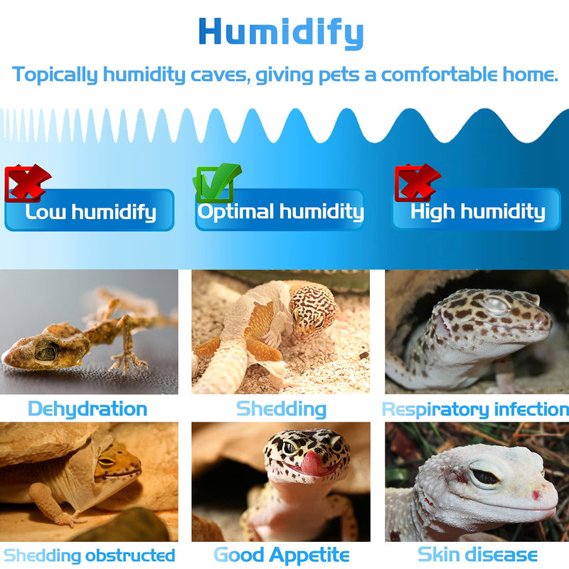 Fischuel Reptile Hides Humidification Cave Help Your Pets Shedding, A Damp Hideout with Natural Rock designto, Suitable for Bearded Dragons Lizards Leopard Gecko Spiders Turtles and Snakes Blue - PawsPlanet Australia