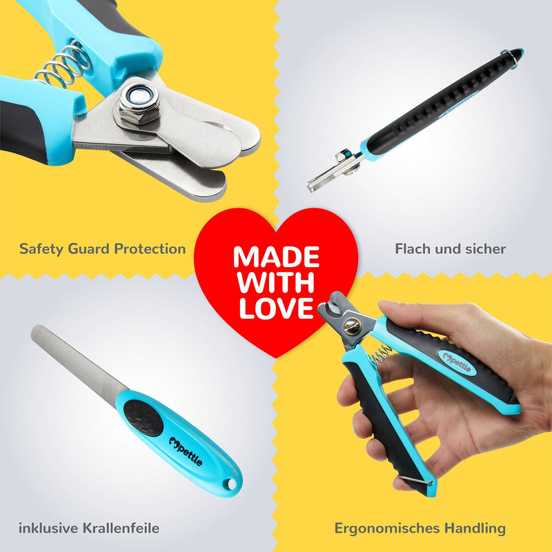 Claw scissors for dogs, cats and small animals - 100% splinter-free thanks to the sharpest stainless steel blades I Claw pliers + claw file + claw care e-book I Professional claw cutter with Safety Guard L - dogs - PawsPlanet Australia