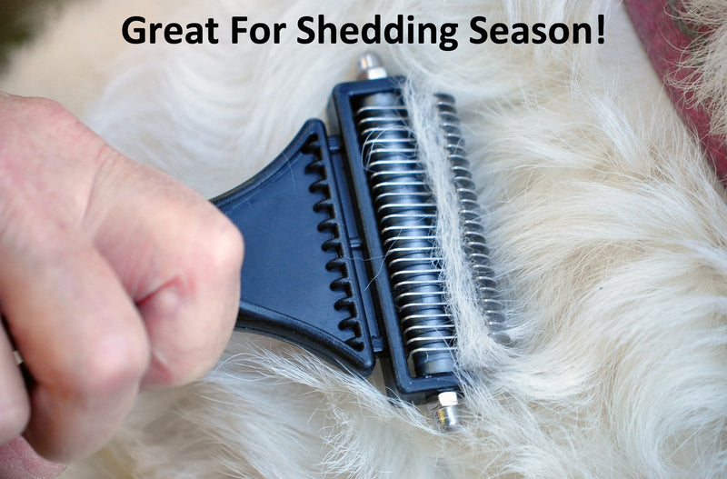 [Australia] - Vets Pride USA Dog & Cat Dematting/Deshedding Rake/Comb with Double Sided Blade. Strips Out Mats & Knots. Removes Loose Undercoat. Ergonomic Soft Grip Handle. Best Tool During Shedding Season 