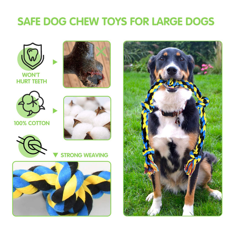 SHARLOVY Large Dog Chew Toys, Tough Dog Toys for Aggressive Chewers Large Breed,Heavy Duty Dental Dog Rope Toys Kit for Medium Dogs,5 Knots Indestructible Dog Toys, Cotton Puppy Teething Chew Tug Toy 9 PACK - PawsPlanet Australia