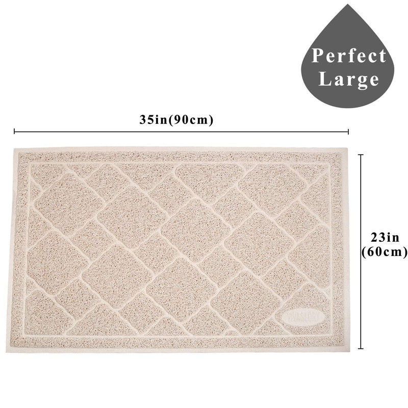 Vivaglory Durable Cat Litter Mats, Large Size (35"×23") and Phthalate Free, Keep Kitty Litter Mess Under Control, Soft on Paws, Easy to Clean Chic Pattern Beige - PawsPlanet Australia