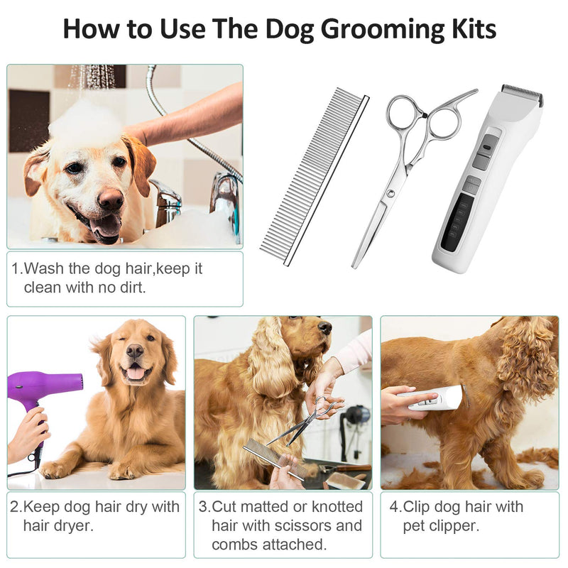 Bousnic Dog Clippers 2-Speed Cordless Pet Hair Grooming Clippers Kit - Professional Rechargeable for Small Medium Large Dogs Cats & Other Pets - PawsPlanet Australia