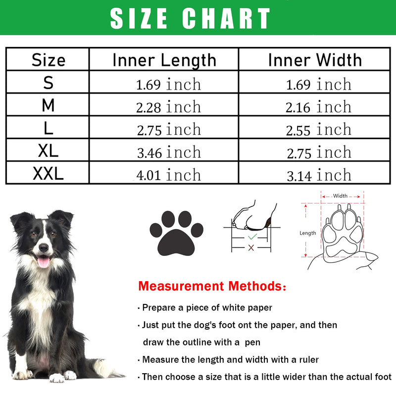 LJMZCZB Dog Boots, Waterproof Dog Shoes for Outdoor,Dog Booties with Wear-Resistant and Non-Slip，Dog Shoes Suitable for Large and Medium-Sized Dogs 4PCS Small：1.69"x1.69"(L*W) Green - PawsPlanet Australia