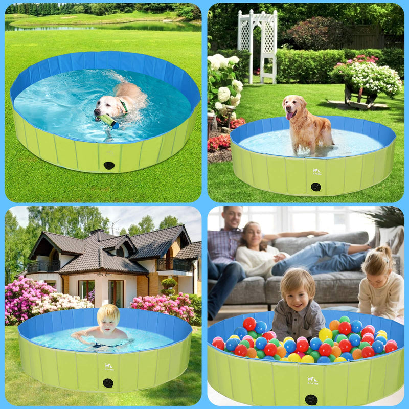 Zacro Foldable Dog Pool, Hard Plastic Dog Pool for Large Dogs Pet Paddling Bath Kids Pool Bathing Tub Swimming Pool for Dogs and Kids, 63inch x 11.8inch XXL(160x30cm) - PawsPlanet Australia