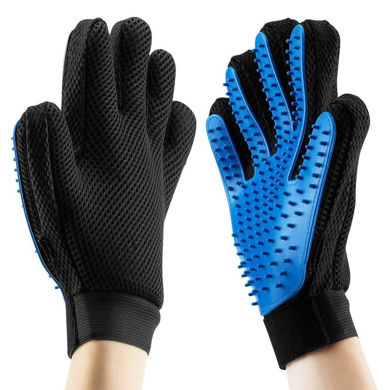 [Australia] - Pet Hair Products - Pet Grooming Gloves & Pet Grooming Brush with Massage Pet Hair Remover for Dogs Cats Long & Short Fur Blue, Perfect Massage Petting Tool for Cats, Dogs & Horses (Blue, 1 Pair) 