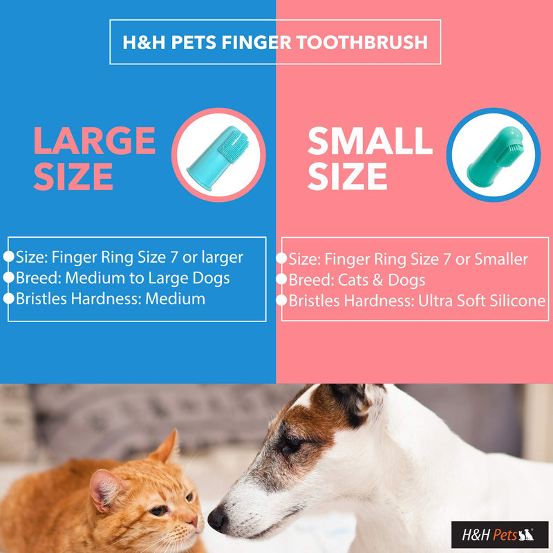 Dog Finger Toothbrush by H&H Pets | Best Professional Cat Dog Finger Toothbrush, Great Dental Hygiene, Silicone Option, Value Pack of 4 or 8 (Size Large (Standard bristles), 8 Count) Size Large (standard bristles) - PawsPlanet Australia
