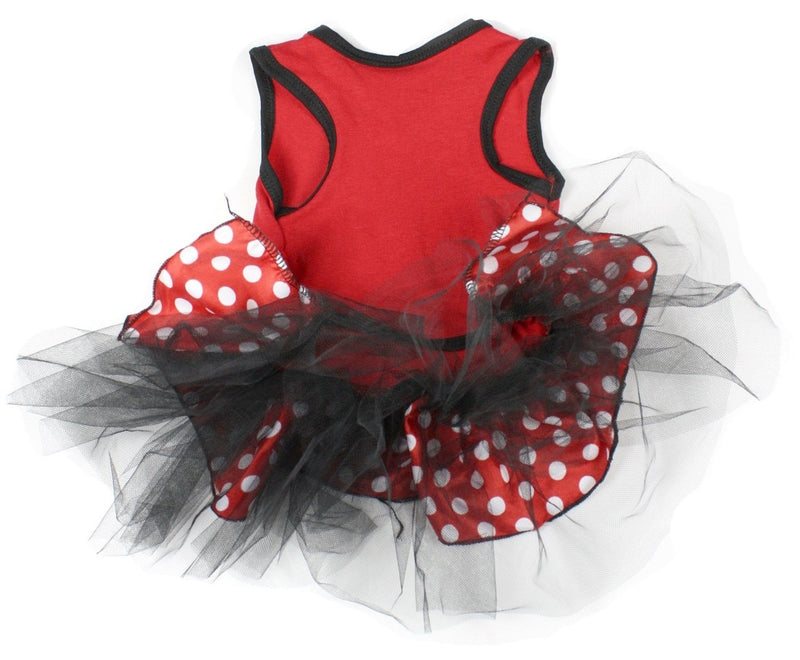 Petitebella Red Sequins Heart Puppy Dog Dress Large Red/Polka Dots - PawsPlanet Australia