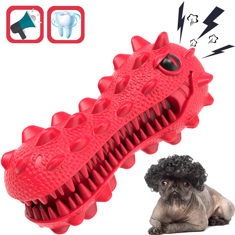 SHANFEEK Tough Dog Toys Indestructible Dog Chew Toys for Aggressive Chewers Interactive Dog Toys for Boredom Natural Rubber Dog Toothbrush Red-Dinosaur - PawsPlanet Australia