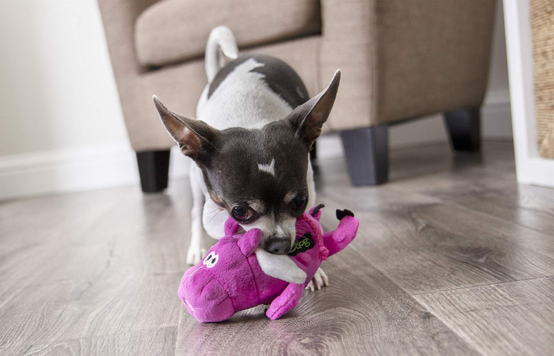 goDog Flying Pigs with Chew Guard Technology Durable Plush Squeaker Dog Toys Pink Mini - PawsPlanet Australia