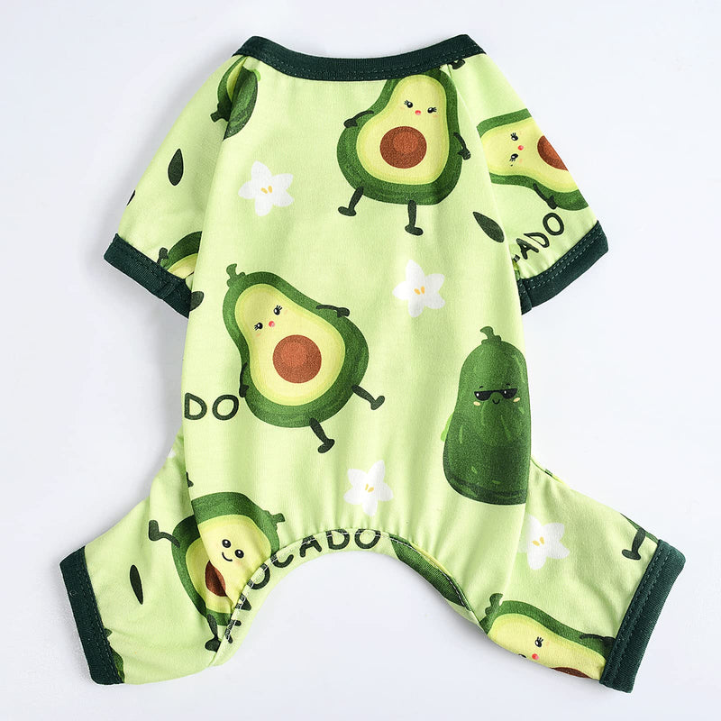 Dog Pajamas Kiwi Puppy Apparel Doggie Onesies Pet Clothes Cat Pjs for Small Dog Boy Girl Avocado - PawsPlanet Australia