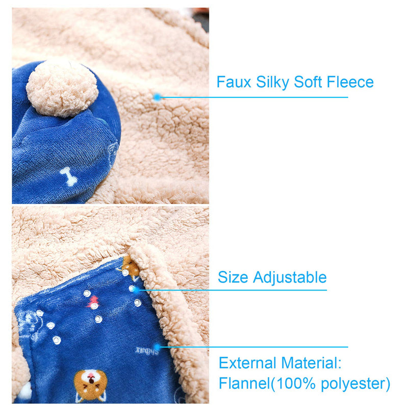 [Australia] - Fulvara Dog Coat,Fleece Dog Warm pet Clothes,Soft & Warm Multi-Function & Washable Pet Blanket Cover Medium Blue 