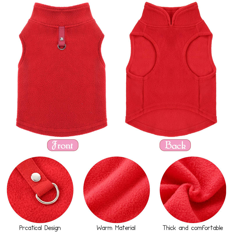 6 Pieces Dog Fleece Vest Dog Pullover Warm Dog Jacket Cold Weather Pet Sweater with Leash Ring Cozy Dog Clothes for Small Cats Dogs Bright Colors S - PawsPlanet Australia